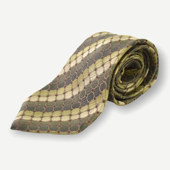 Alfani Neck Tie OS Mens Formal Green Ombre Multicolor Geometric Circle Print - Picture 1 of 7